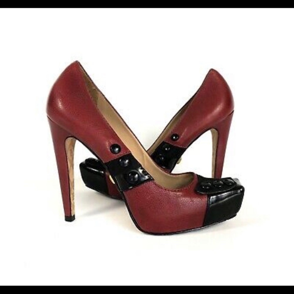 Black and burgundy red L.A.M.B heels, size 8.5